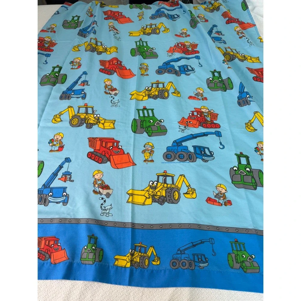 Vintage Bob the Builder Twin Size Sheet Set Blue Construction 2001 Cotton Poly
